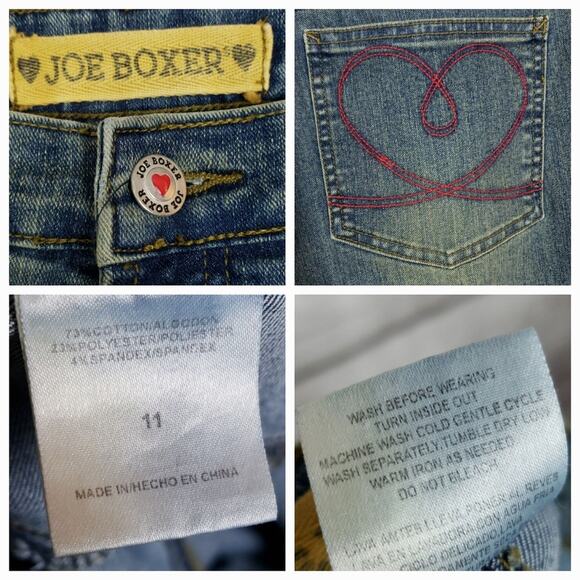 Y2K 90s Vintage Velour Detailed Denim Joe Boxer Studded Jeans - Picture 4 of 7